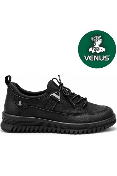 Venüs Tipaso Genuine Leather Comfort Orthopedic Women's Casual Shoes Black