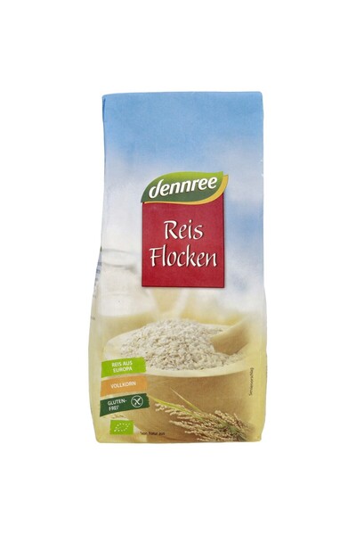 Dennree Fulgi de orez integrali bio, fără gluten, 500g