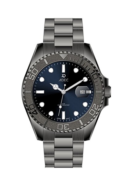 Adec Ag24115-6 Steel Case Cord Calendar Japanese 3 Atm Water Resistant Metall...