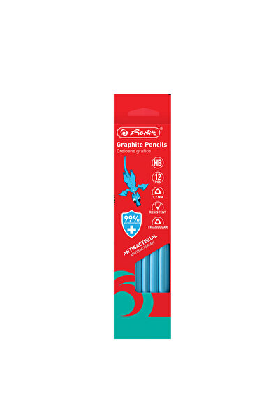 Herlitz Creion Grafit Hb Bacteriostatic Triunghiular Corp Albastru 2.2Mm Set1...