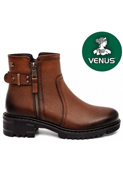 Venüs Huzey Genuine Leather Non-Slip Sole Orthopedic Women's Boots Taba