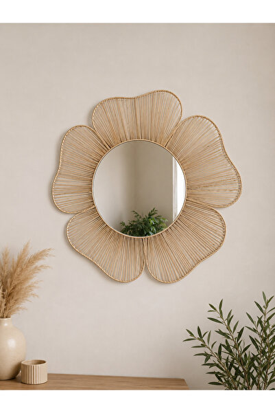 Ebrulii home design Rattan çiçek ayna 30cm