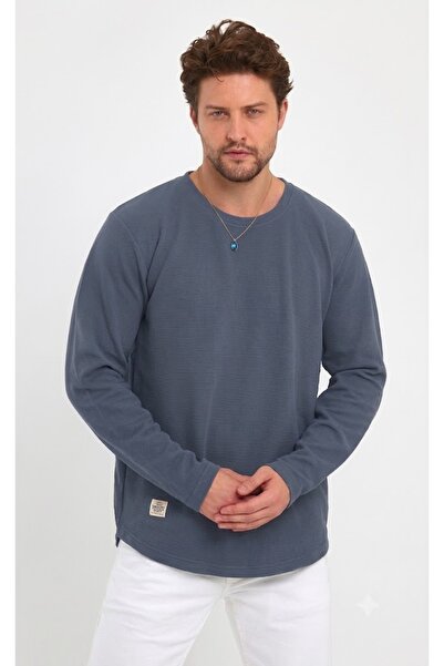 PELİTİSS Long Sleeve Sweatshirt with Relaxed Fit and Oval Skirt Detail