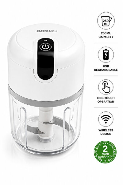 Ummelia Olsenmark Rechargeable Mini Electric Food Chopper 250ml | USB Recharg...