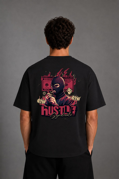 VSRN Tricou negru supradimensionat cu imprimeu pe spate Soyguncu Design