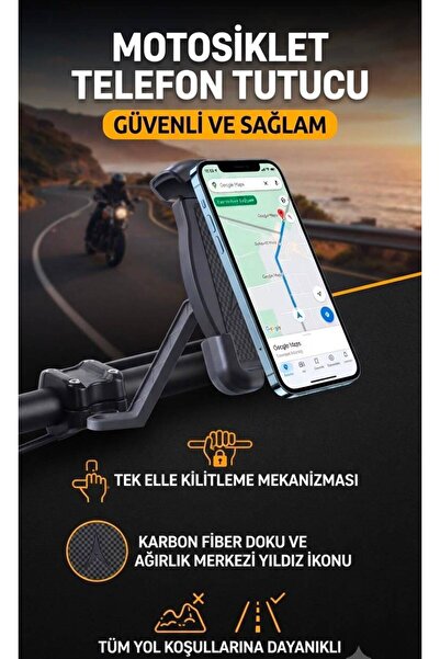 TEKNOTİMER Ayarlanabilir Bisiklet Motosiklet Otomatik Tuşlu Motorsiklet Ayna Bağlantılı Telefon Tutucu