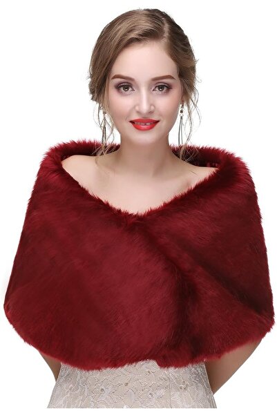 GENERAL Faux Fur Shawl Wrap Stole Shrug Winter Bridal Wedding Cover Up