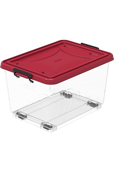 Cosmoplast Plastic Storage Box Clear With Wheels And Latch-Locking Lid 33 Liters