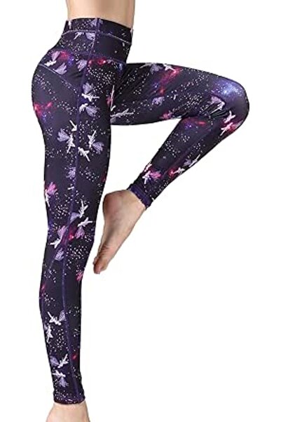 GENERAL Women's Printed Yoga Trousers, Slim Fit High Waist Opaque Fitness Run...