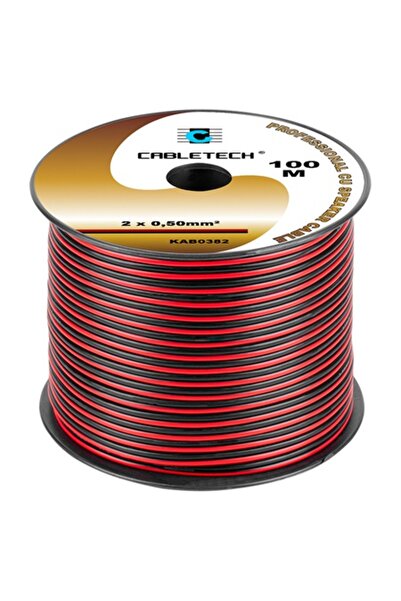 Cabletech Χάλκινο Καλώδιο Ηχείων 2x0.5mm² Ρολό 100μ Κόκκινο/Μαύρο