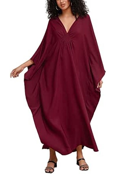 GENERAL Women's Bohemian Kaftan Maxi Loungewear Oversized Nightgown Homewear ...