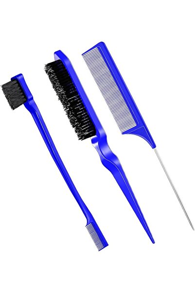 Geiserailie 3 Pcs Slick Back Hair Brush Set Bristle Brush Edge Control Teasin...