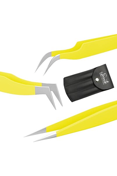 SIVOTE Eyelash Extension Tweezers for Classic & Volume Lashes, 5-Pack, Black