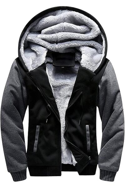 GENERAL AOTORR Men's Hoodies Full Zip Fleece Jacket Coat Winter Warm Oversize...