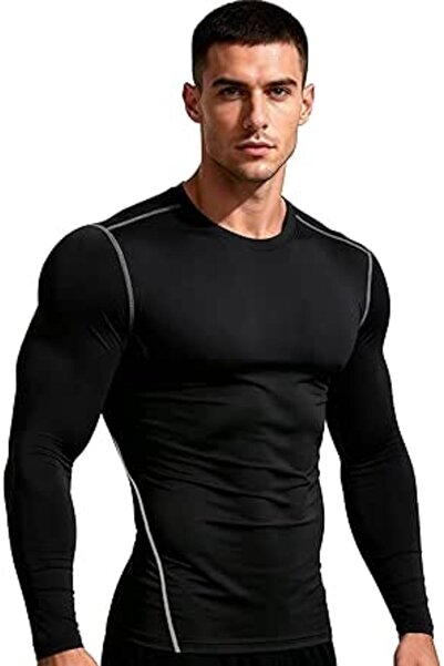 GENERAL Men's Compression Shirts Long Sleeve Athletic Workout Tops Gym Unders...