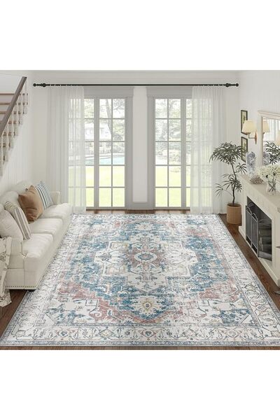 jinchan Floral 61x91CM Rugs for Entryway Vintage Washable Small Non-Slip Dist...