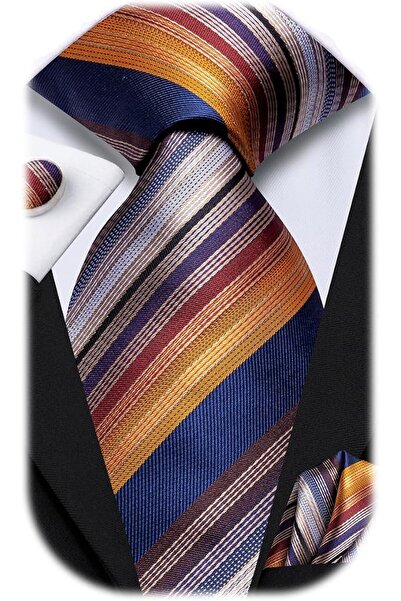 Dubulle Mens Paisely Silk Tie for Men Necktie and Pocket Square Set