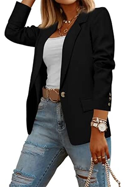 Crazyflie CRAZY GRID Womens Casual Blazer Jacket Long Sleeve Open Front Work ...