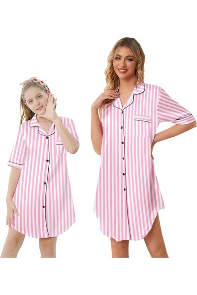 GENERAL Schbbbta Girls Boys Satin Pajamas Set, 2Piece Silk Nightwear Button-D...