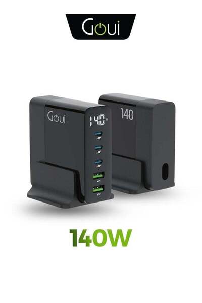 GOUİ GaN 140W Desktop Charger - 5 Ports, Qualcomm Quick Charge 3.0, Power Del...