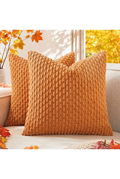 K KEVIN TEXTILE 2 Packs Decorative Throw Pillow Covers 18x18 Inch for Living ...