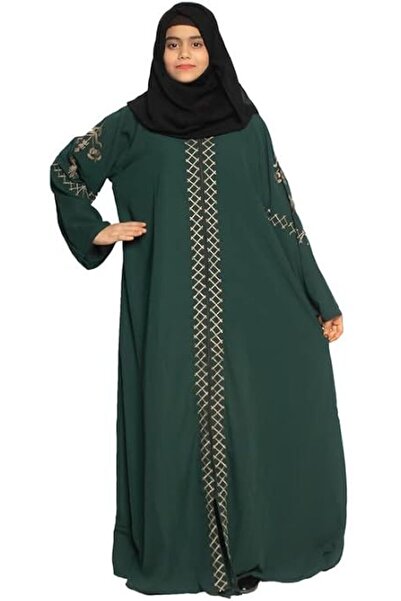 ModestConsept MODEST CITY Self Design Front Open Zip Embroidered Bottle Green...
