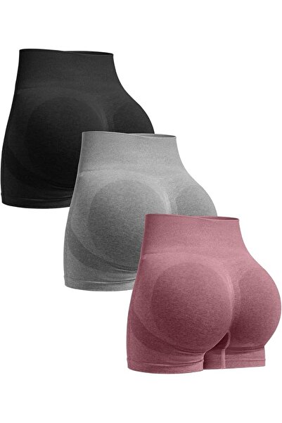 GENERAL OVESPORT 3 Piece Workout Shorts for Women Seamless Scrunch Butt Lifti...
