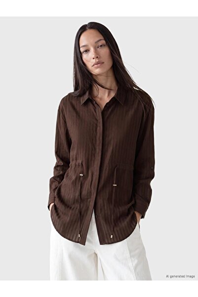 LC Waikiki Beli Lace-Up Striped Women's Shirt Tunic (W6)
