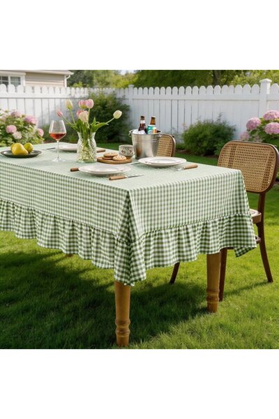 Generic Brand 1. Rectangular checkered tablecloth – Waterproof cotton and lin...