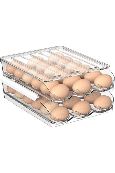GENERAL Egg Holder for Refrigerator, Automatically Rolling Egg Storage Contai...