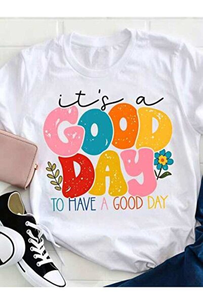 23ERVA Cute Graphic, Women's Its Day To Have A Good Day, Pure Cotton T-Shirt,...