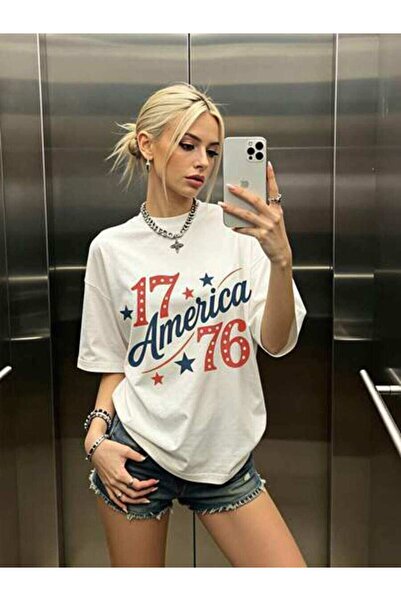 23ERVA Summer Outfit Women, America 1776 Funny Vintage T-Shirt, Loose And Bre...