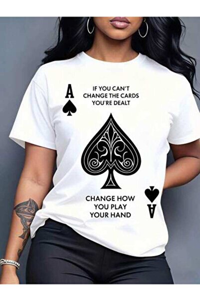 23ERVA Women's Ace Of Spades Motivational Quote, Pure Cotton T-Shirt, Casual ...