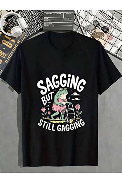 23ERVA Summer Outfit Women, Sagging But Still Gagging Frog Funny Vintage T-Sh...