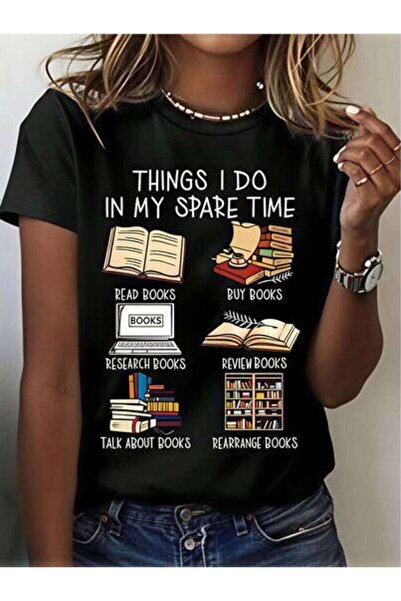 23ERVA Casual Style, Women's T-Shirt, Book Lover Theme, Everyday Wear, Gift F...