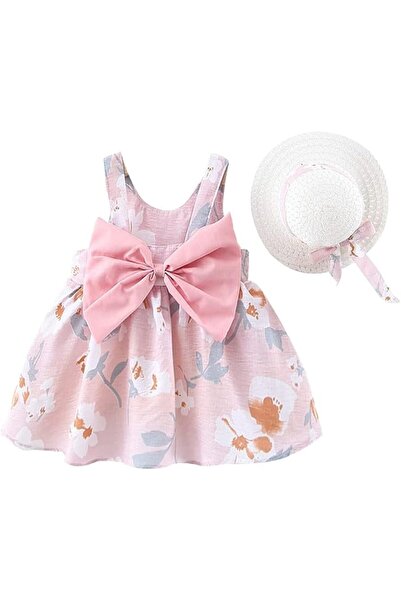 XINHUIDALSQ Baby Girl One-Piece Floral Dress with Lace Straw Hat Princess 2PC...
