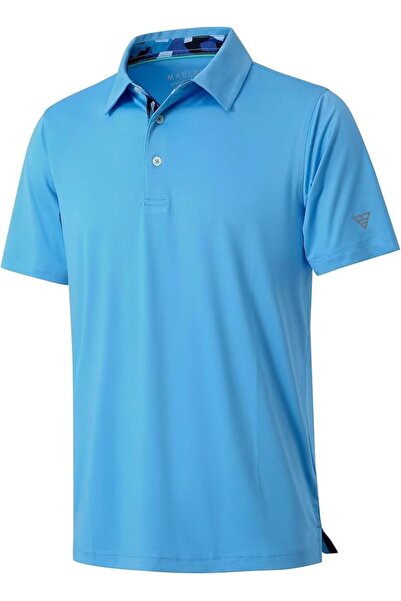 M MAELREG Men's Golf Polo Shirts Short Sleeve Striped Performance Moisture Wi...