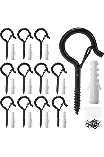Morvena Picks Plus - Pachet de 12 cârlige de tavan din oțel inoxidabil negru ...