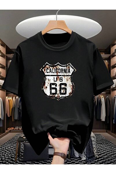 4Car Men's Vintage California US-66 Route 66 Graphic T-Shirt - Oversized Quic...