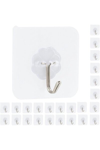 Morvena Picks Elalove 24 carlige autoadezive transparente de perete fara urme...