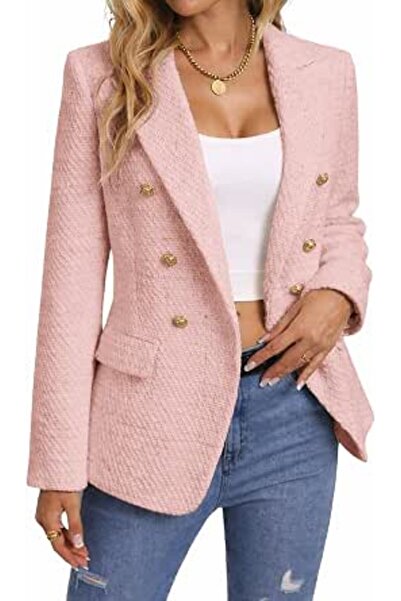 Minar Mina Self 2026 Spring Women's Tweed Plaid Blazer Jacket - Fully Lined F...