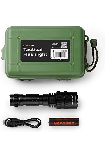 Lawazim Tactical USB Rechargeable Flashlight with Case | Bright Flash Light U...