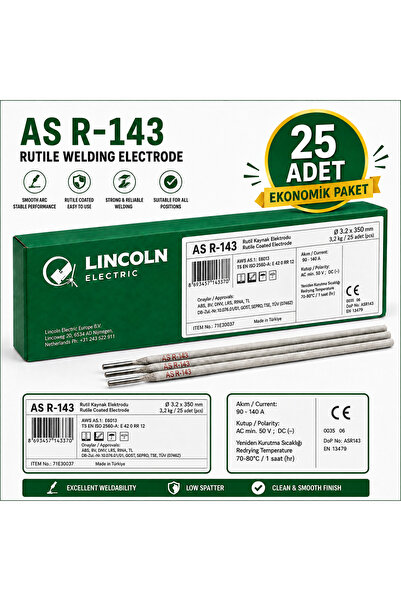 akatsuki Lincoln Electric AS R-143 Rutil Kaynak Elektrodu 3.2 mm x 350 mm – 2...