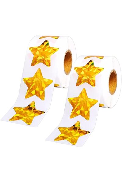 SAHENITEANA ملصقات نجوم هولوغرافية - لفتان من الفويل الفضي المعدني العاكس الل...