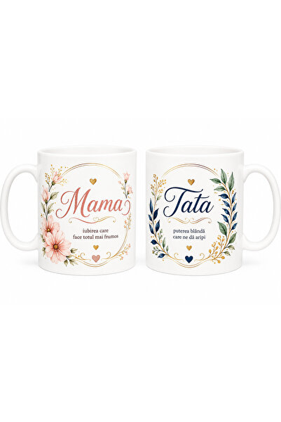 Generic Brand Set 2 cani cadou pentru parinti, Mama si Tata, mesaje emotionan...