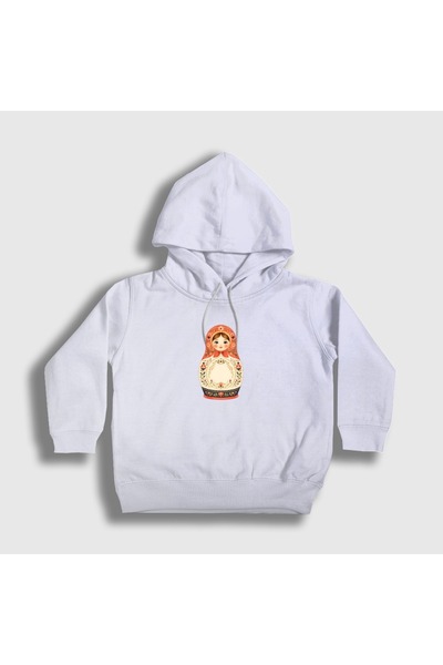 Presmono Unisex Kids White Vintage Matryoshka Doll Hooded Sweatshirt 620734Tt