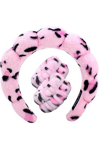 Tetizo Spa Headbands for Washing Face Makeup Wristband Set, Sponge Bubble Ski...