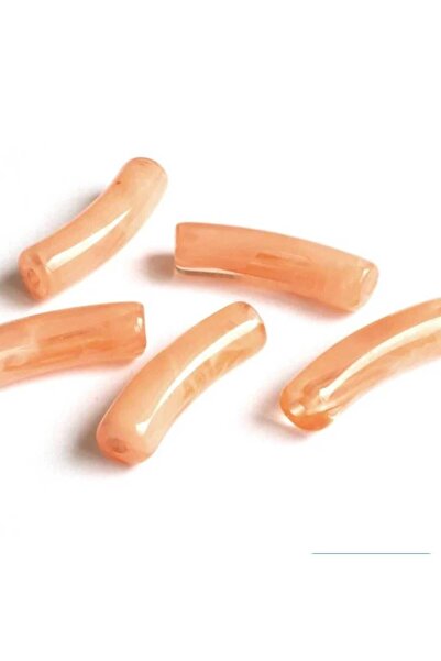 yiğit aksesuar 10 Pieces (9*32mm) 3cm Beige Salmon Curved Tube Beads with Hol...