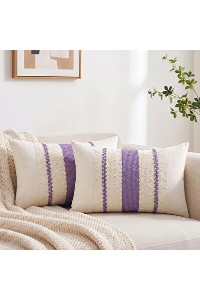 Fancy Homi Set of 2 Dusty Blue Vintage Lumbar Decorative Throw Pillow Covers ...