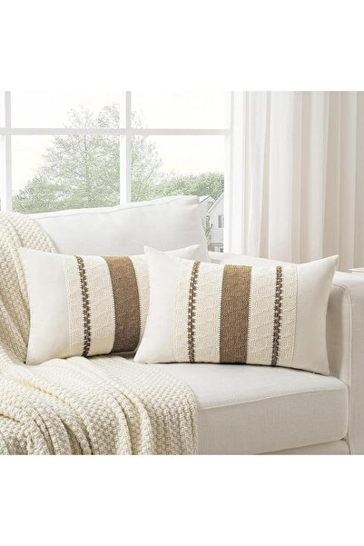 Fancy Homi Set of 2 Dusty Blue Vintage Lumbar Decorative Throw Pillow Covers ...